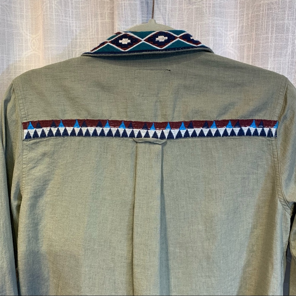 Rails Shirt women's XS Kona Sage Inca Embroidery Linen Southwestern Boho button - Picture 9 of 11